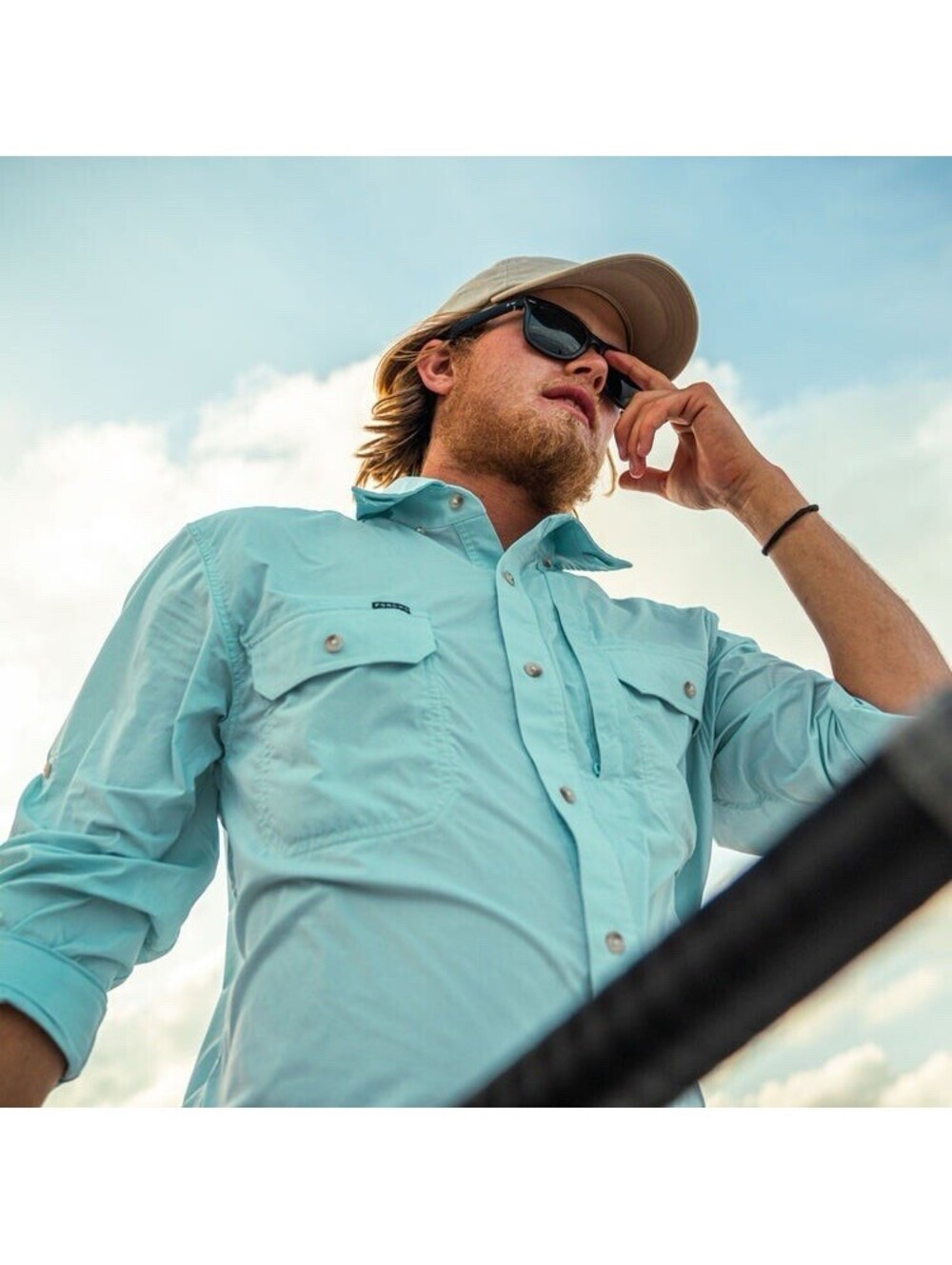 Poncho Outdoors Mens 3XL Regular Fit Snap Front Fishing Shirt Teal Blue NEW